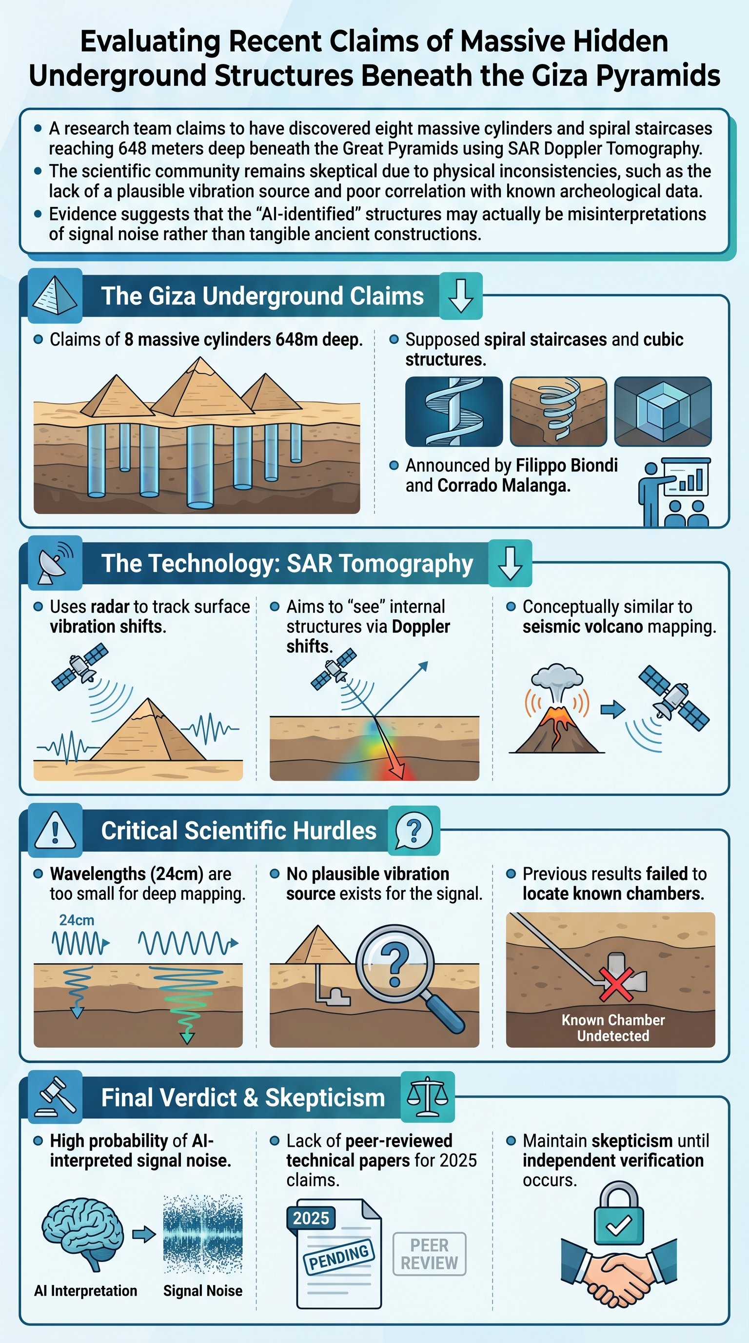 Evaluating Recent Claims of Massive Hidden Underground Structures Beneath the Giza Pyramids - 1分でわかるスライド要約 (manabi)