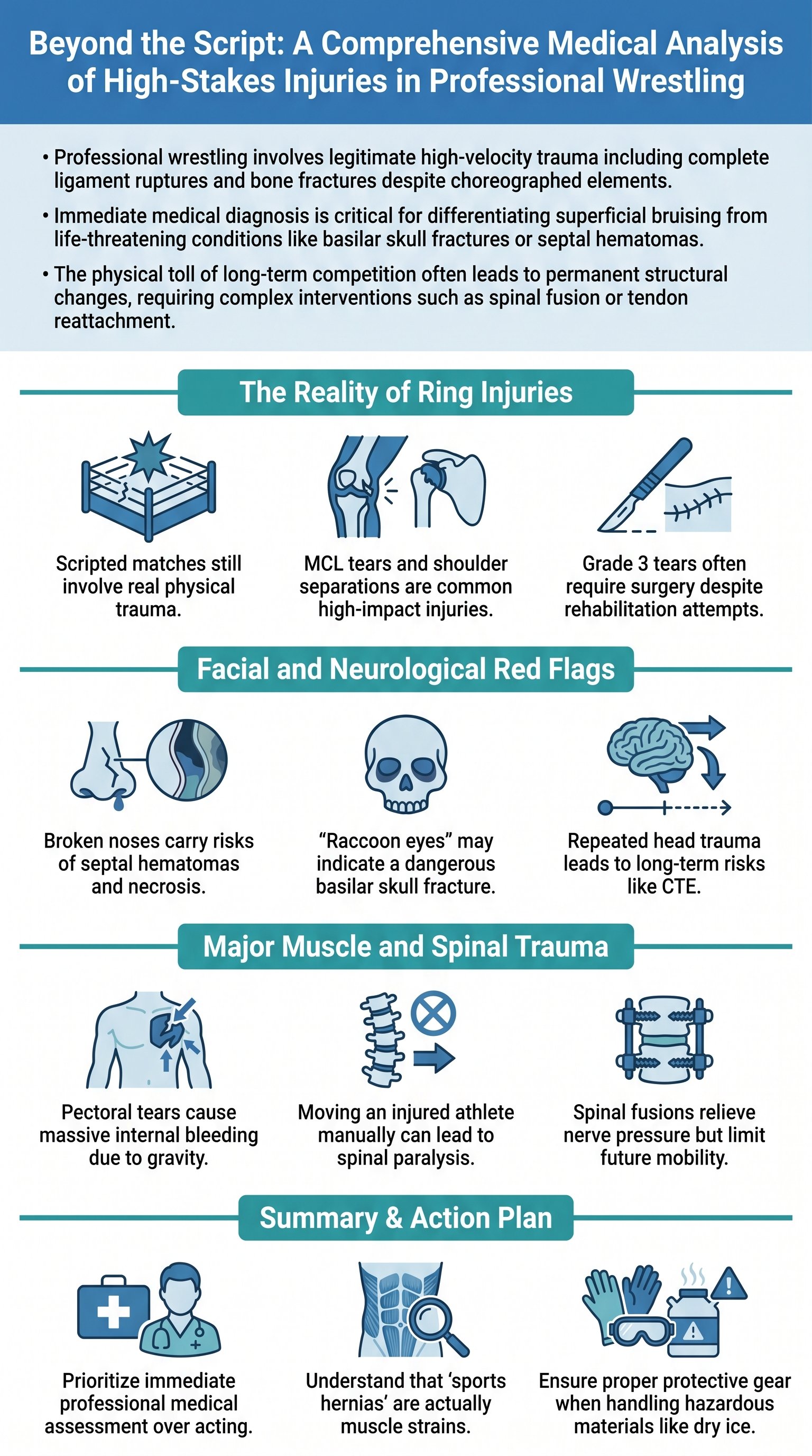 Beyond the Script: A Comprehensive Medical Analysis of High-Stakes Injuries in Professional Wrestling - 1分でわかるスライド要約 (manabi)