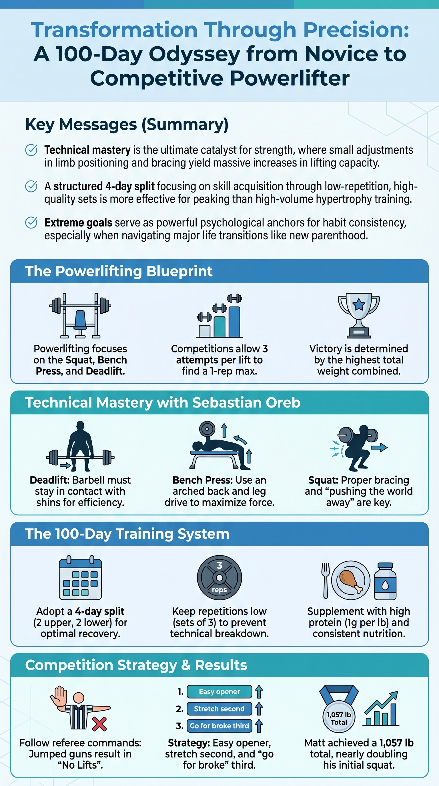 Transformation Through Precision: A 100-Day Odyssey from Novice to Competitive Powerlifter - 1分でわかるスライド要約 (manabi)