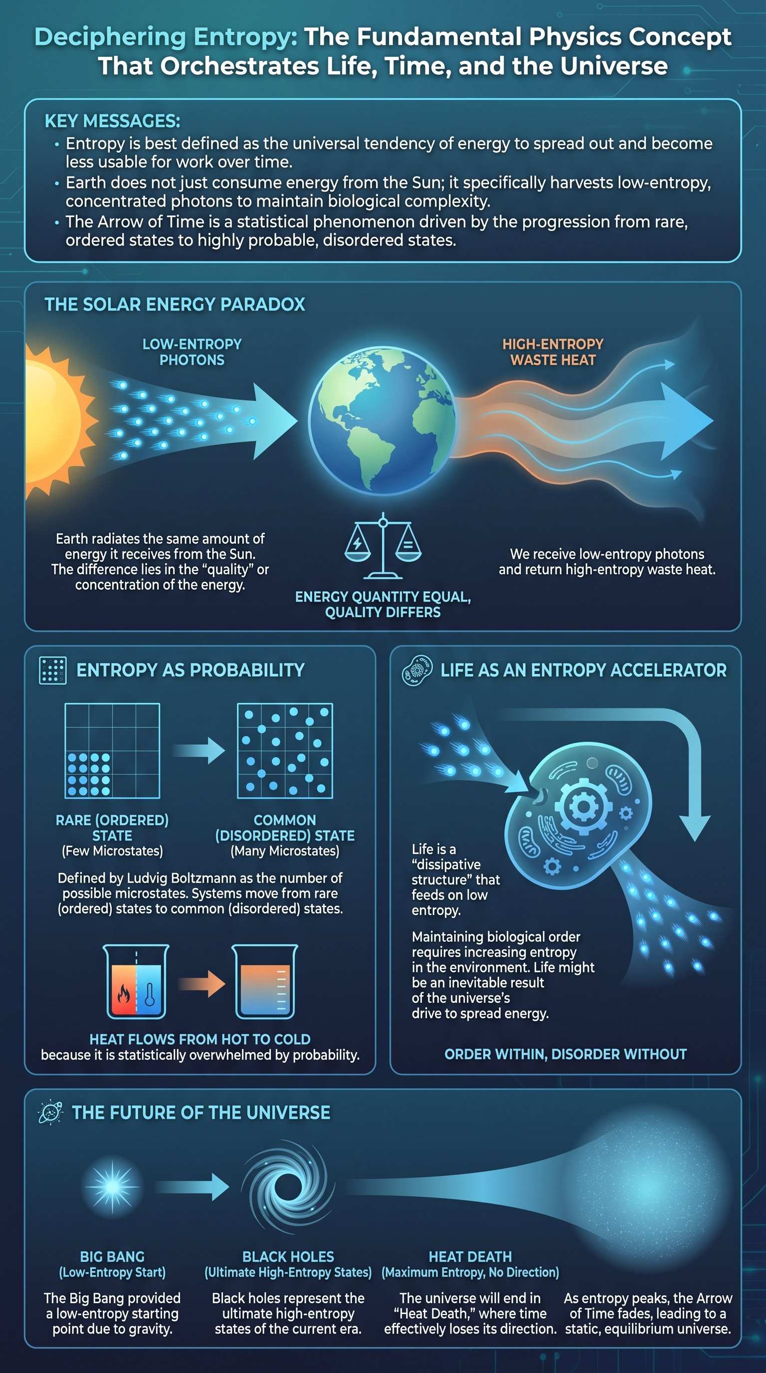 Deciphering Entropy: The Fundamental Physics Concept That Orchestrates Life, Time, and the Universe - 1分でわかるスライド要約 (manabi)