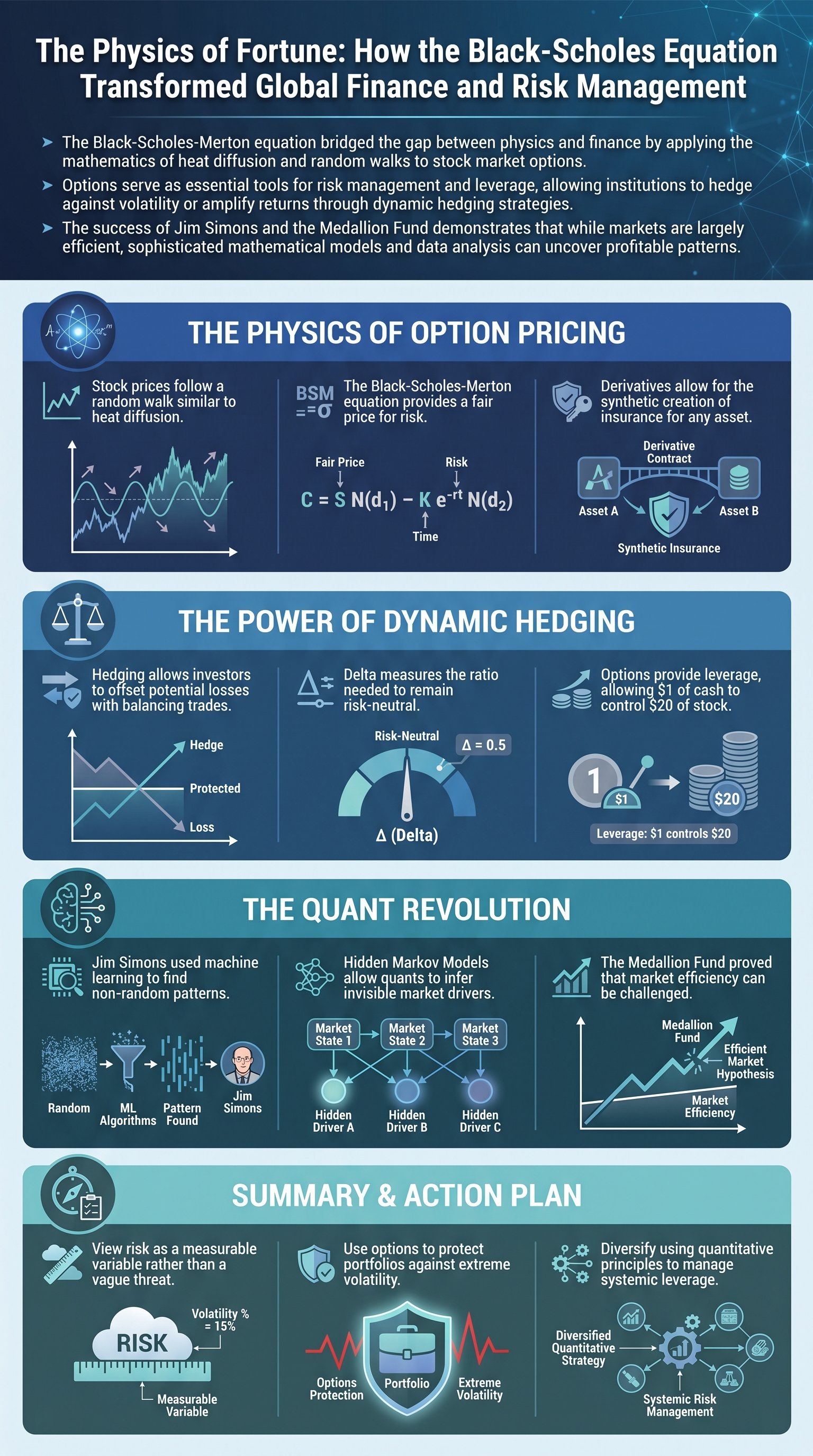 The Physics of Fortune: How the Black-Scholes Equation Transformed Global Finance and Risk Management - 1分でわかるスライド要約 (manabi)