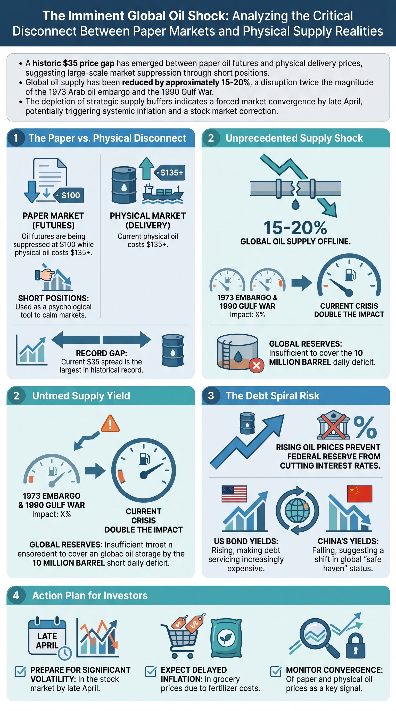 The Imminent Global Oil Shock: Analyzing the Critical Disconnect Between Paper Markets and Physical Supply Realities - 1分でわかるスライド要約 (manabi)