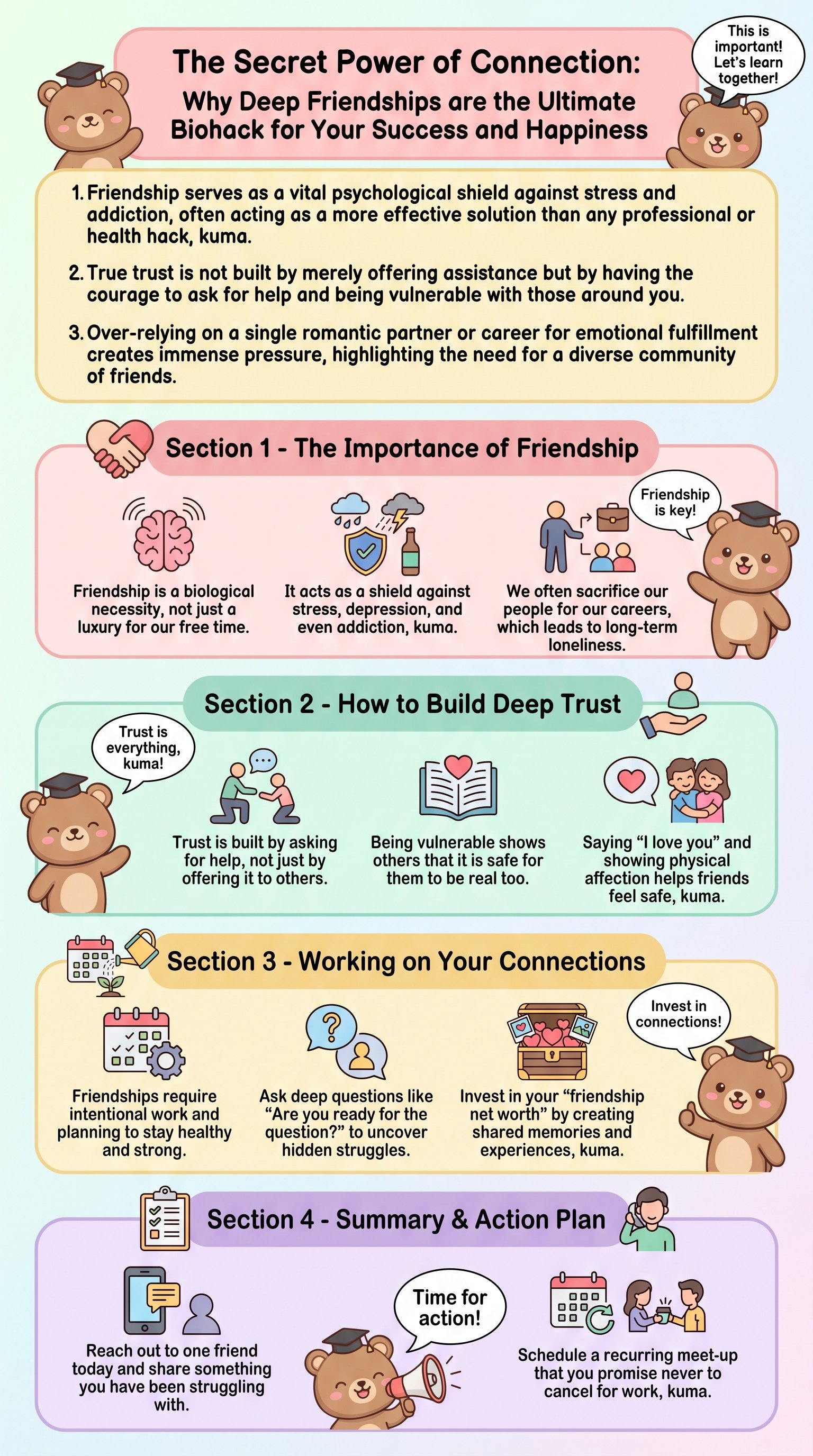 The Secret Power of Connection: Why Deep Friendships are the Ultimate Biohack for Your Success and Happiness - 1分でわかるスライド要約 (manabi)