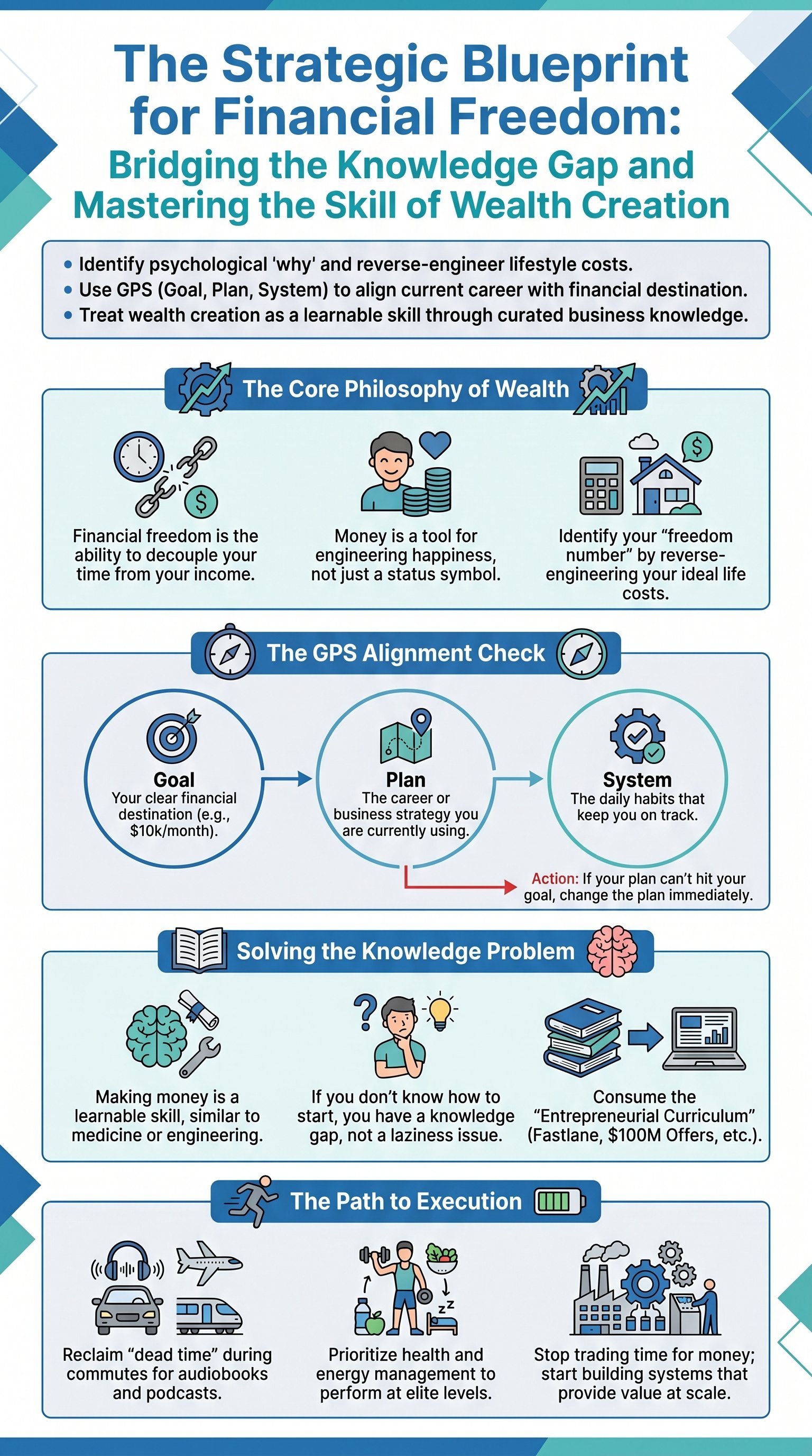 The Strategic Blueprint for Financial Freedom: Bridging the Knowledge Gap and Mastering the Skill of Wealth Creation - 1分でわかるスライド要約 (manabi)