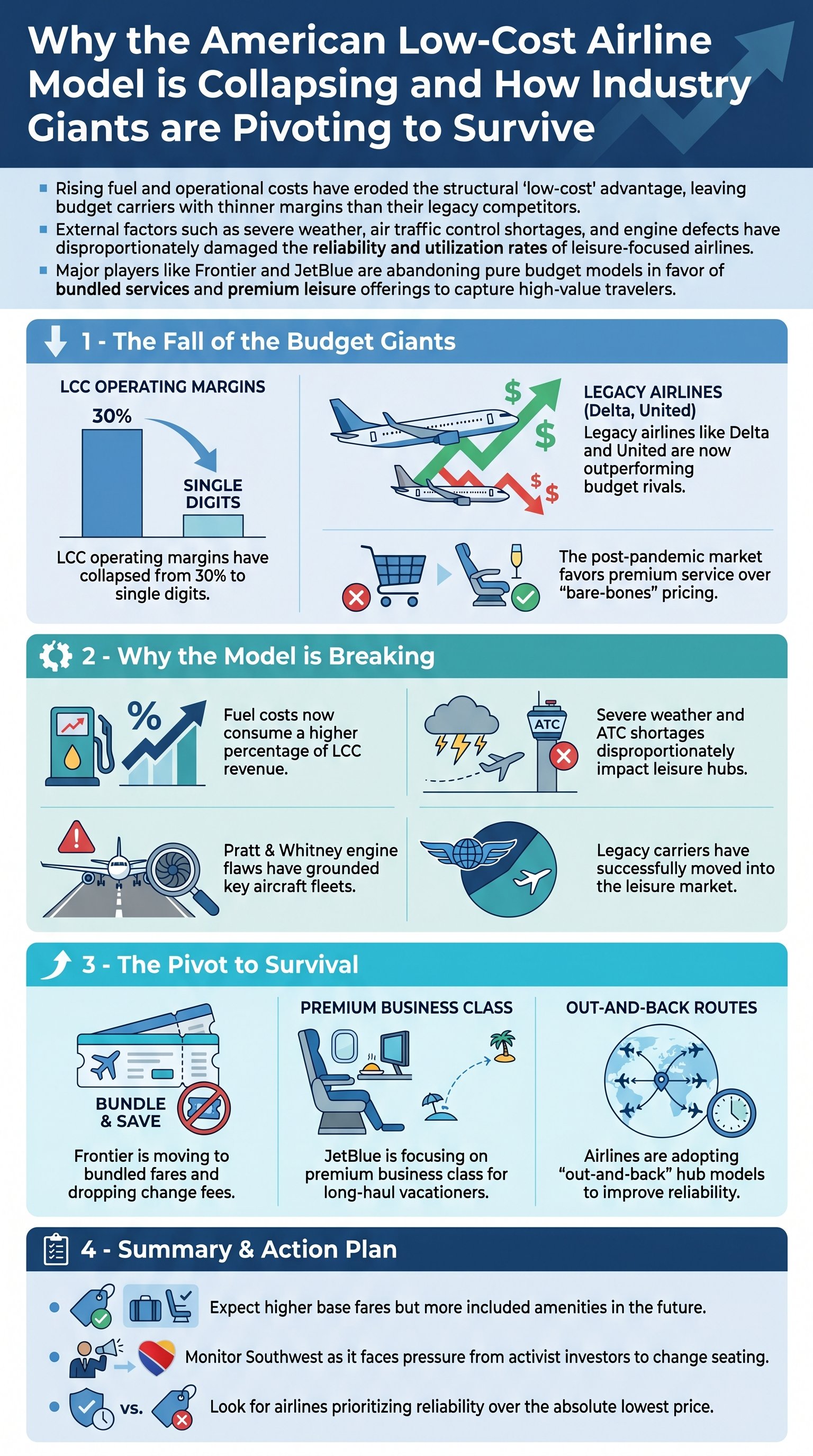 Why the American Low-Cost Airline Model is Collapsing and How Industry Giants are Pivoting to Survive - 1分でわかるスライド要約 (manabi)