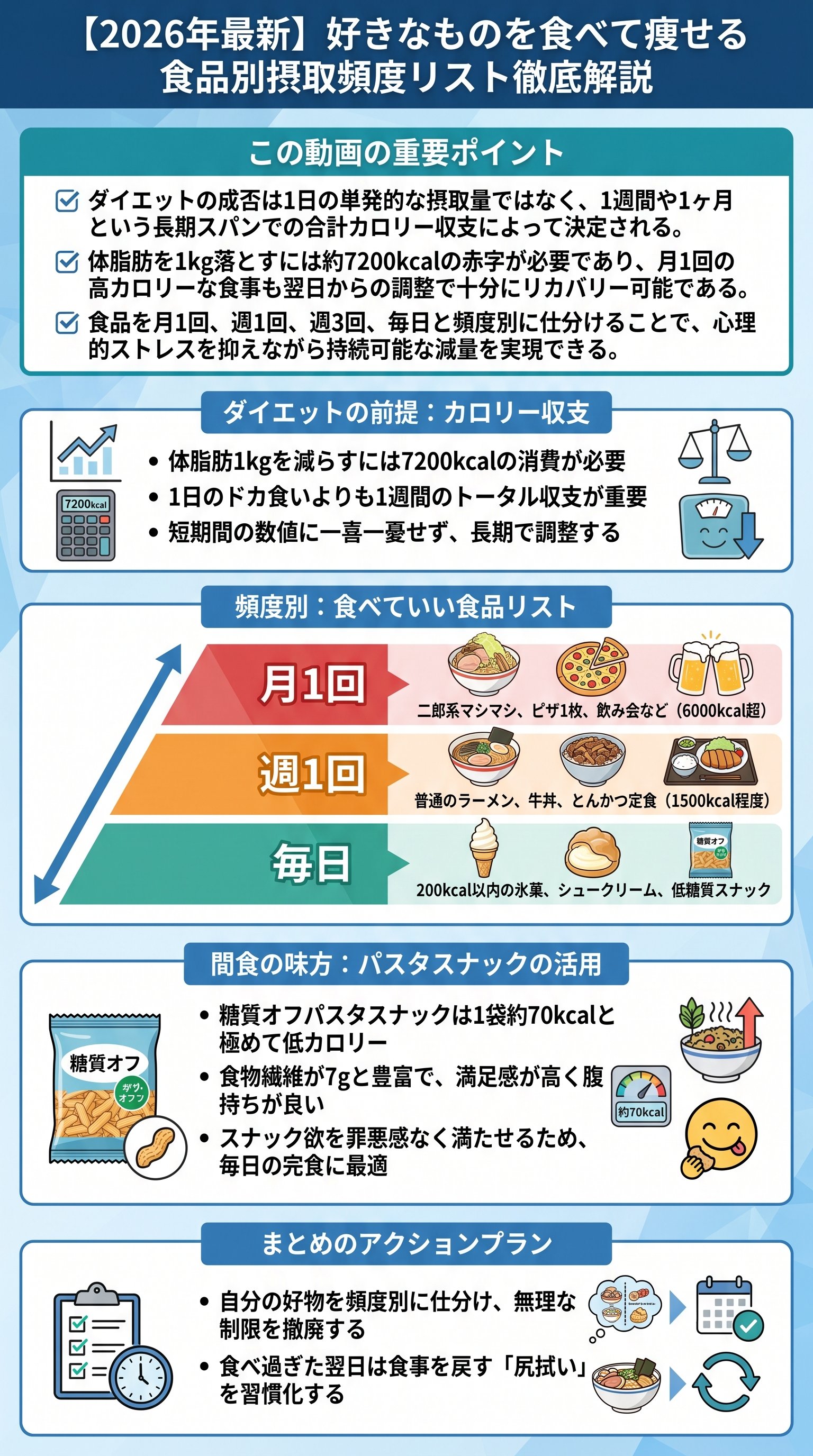 【2026年最新】好きなものを食べて痩せる食品別摂取頻度リスト徹底解説 - 1分でわかるスライド要約 (manabi)