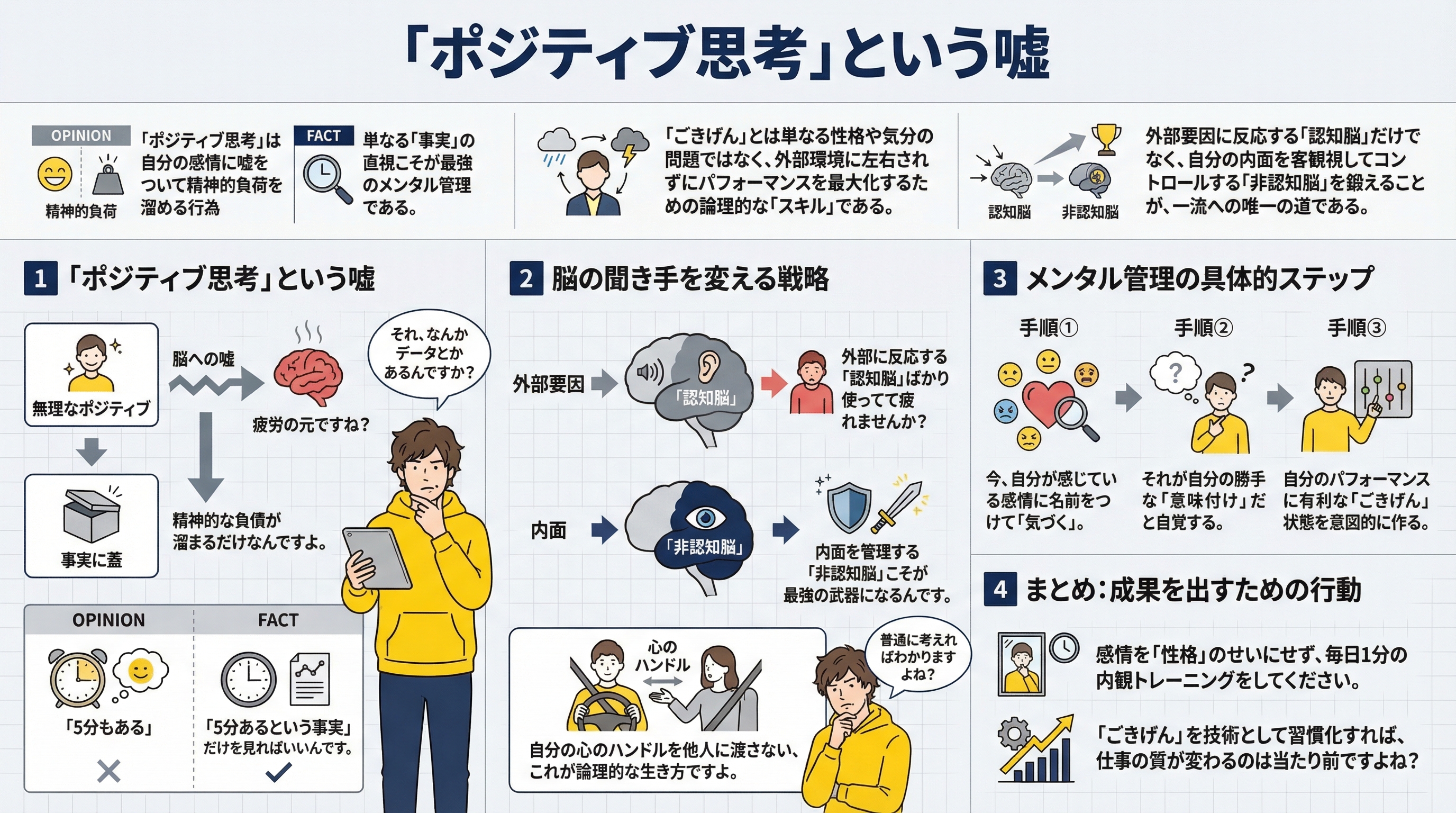 「ポジティブ思考」という嘘 - まとめ図解要約 (manabi)