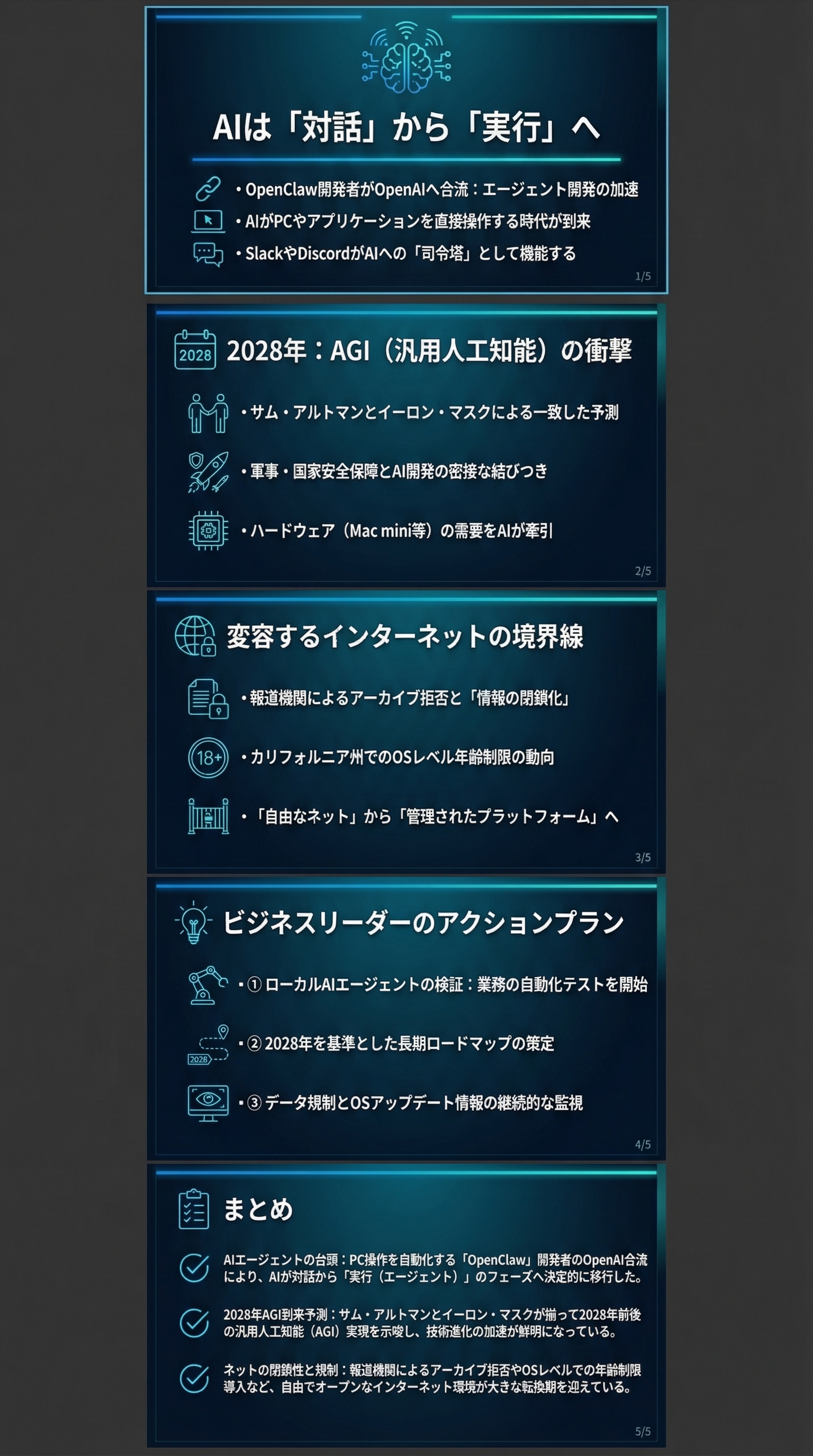 AIは「対話」から「実行」へを要約 - 1分でわかるスライド要約 (manabi)